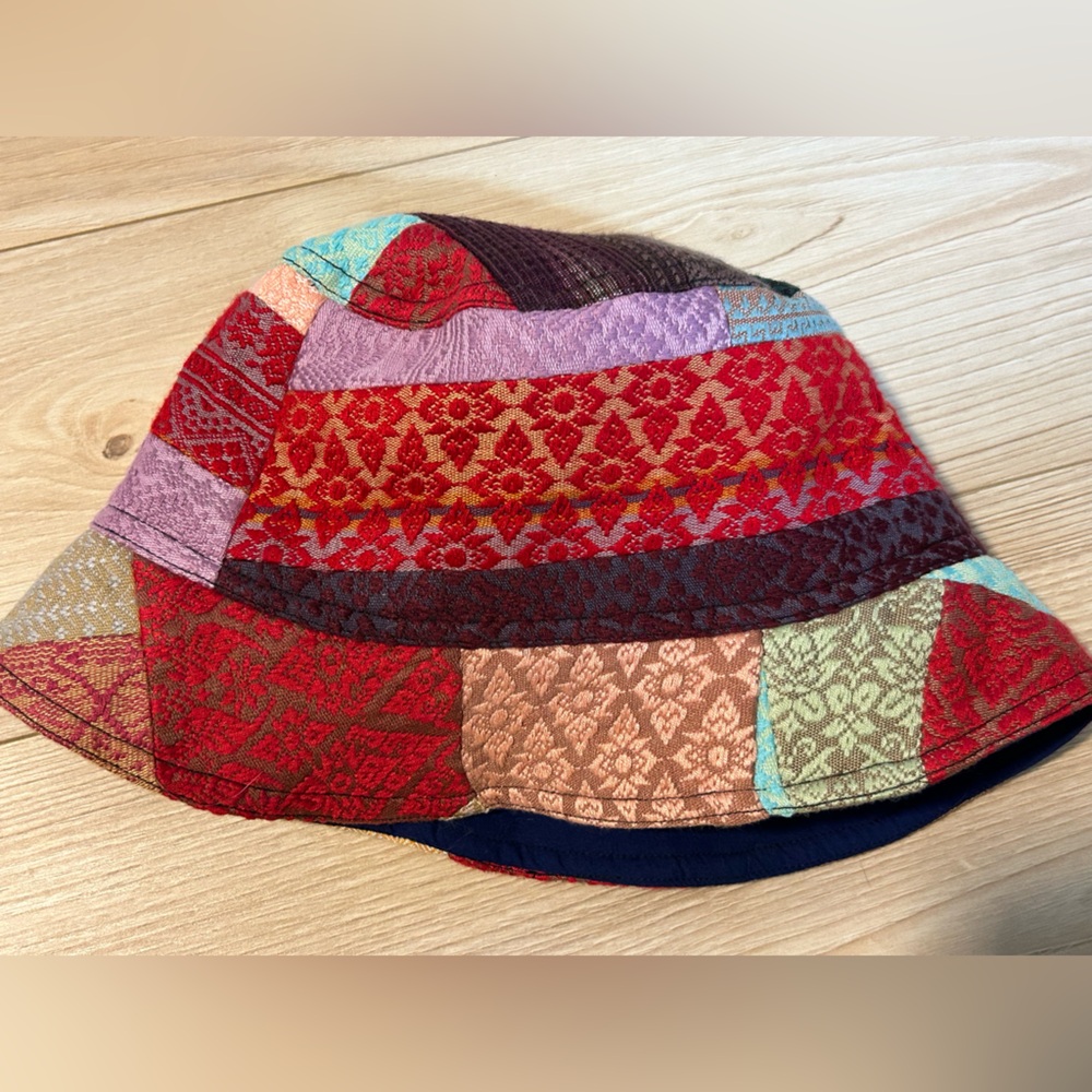 Colorful Patchwork Handmade Bucket Hat Adult Size Thai Fabric